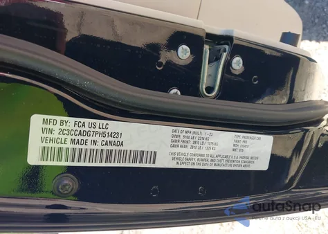 2023 Chrysler 300 Touring L z USA, uszkodzony, nr VIN 2C3CCADG7PH514231